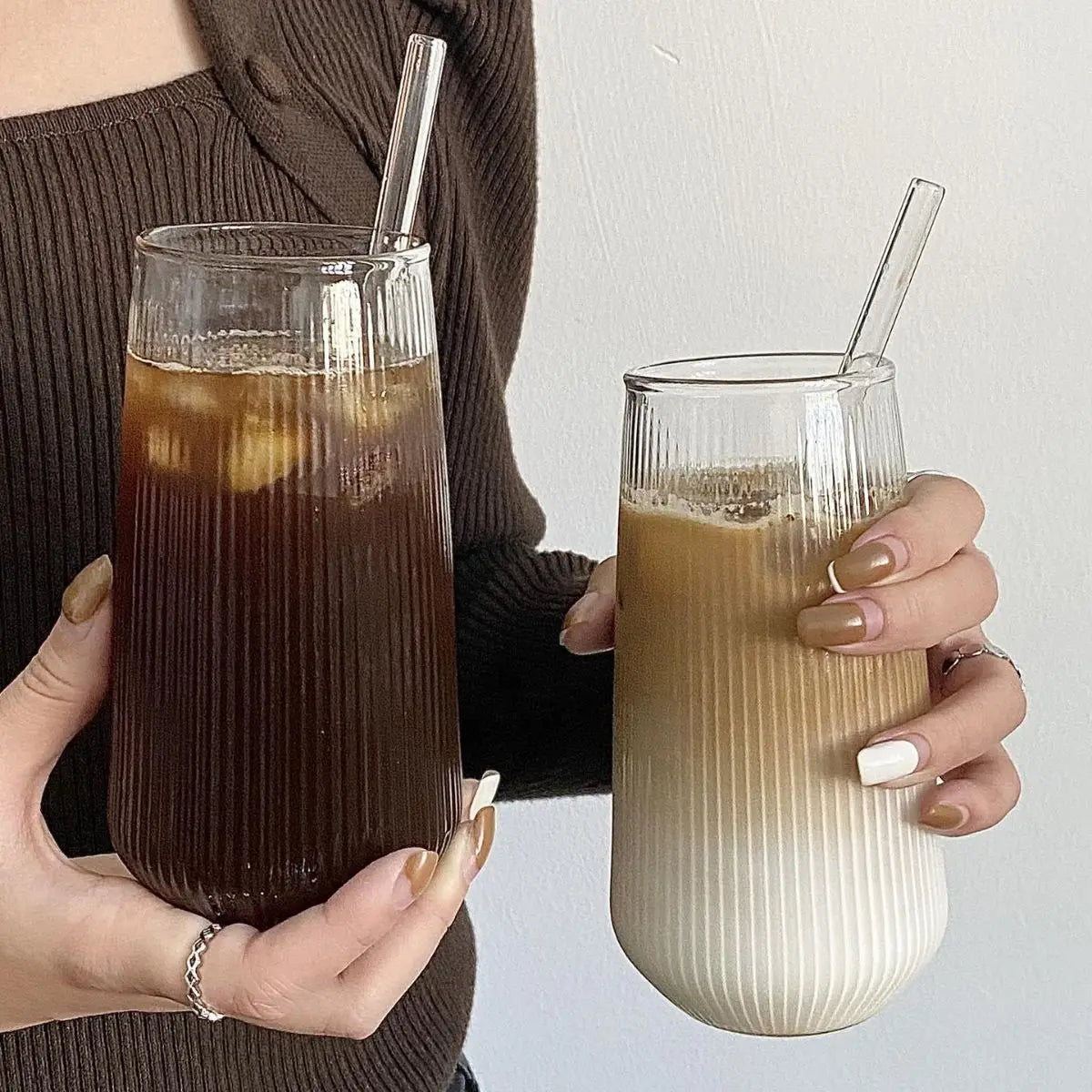 4 Styles Heat-Resistant Rib Coffee Glass