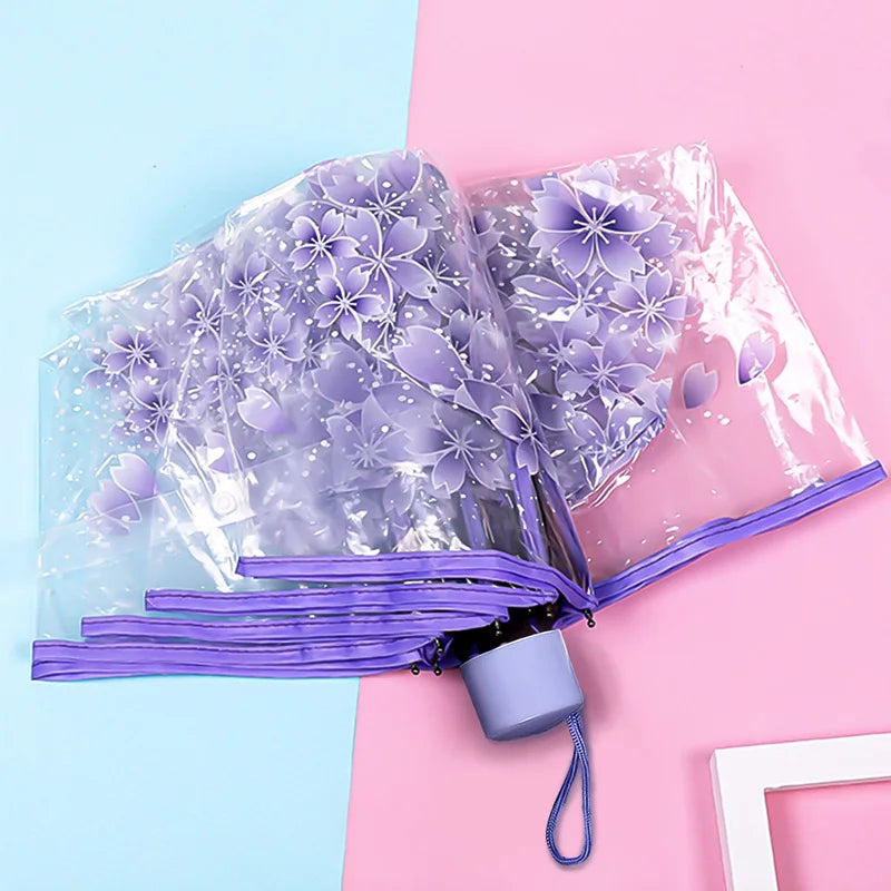 Cherry Blossom Transparent Umbrella, Rainproof and Windproof