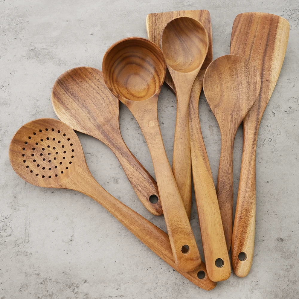 Natural Wood Cooking Utensil Set Spatula