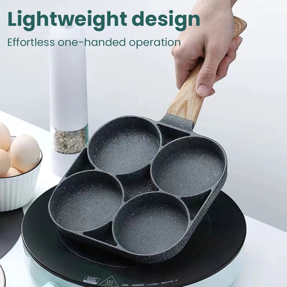 Four holes Egg Burger Pancake Pan (Double Bottom Non-stick)