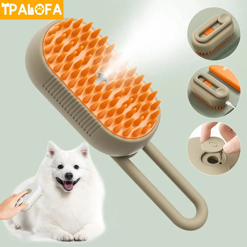 3in1 Steam Brush Soft Silicone Pet Hair Removal