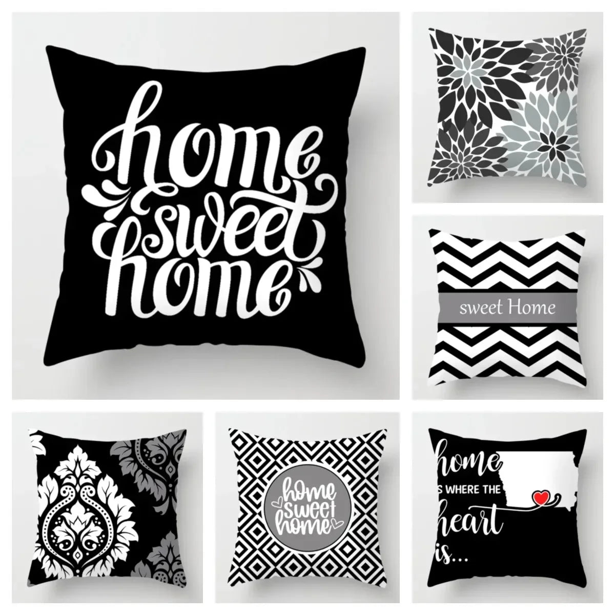 Nordic Black Sweet Home Pillowcase - Home & Sofa Decoration