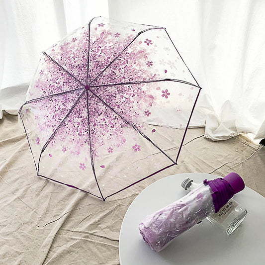 Cherry Blossom Transparent Umbrella, Rainproof and Windproof