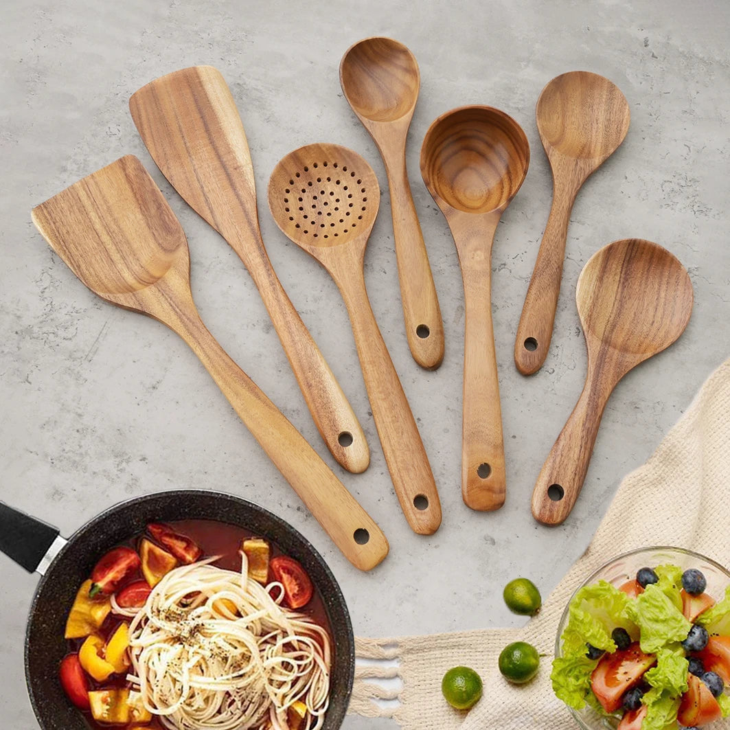 Natural Wood Cooking Utensil Set Spatula