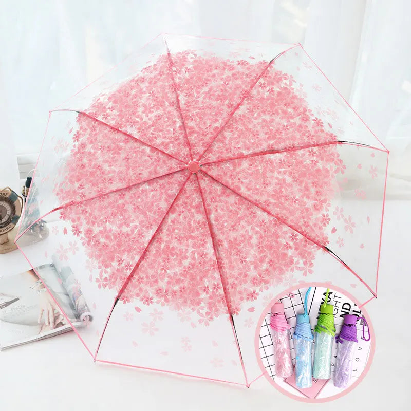 Cherry Blossom Transparent Umbrella, Rainproof and Windproof