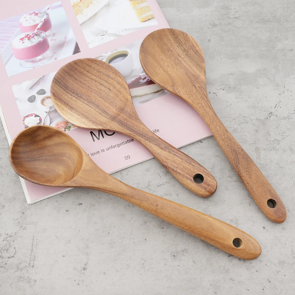 Natural Wood Cooking Utensil Set Spatula