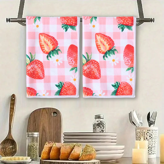 40*60cm Plaid Strawberry Cotton Dish Towel